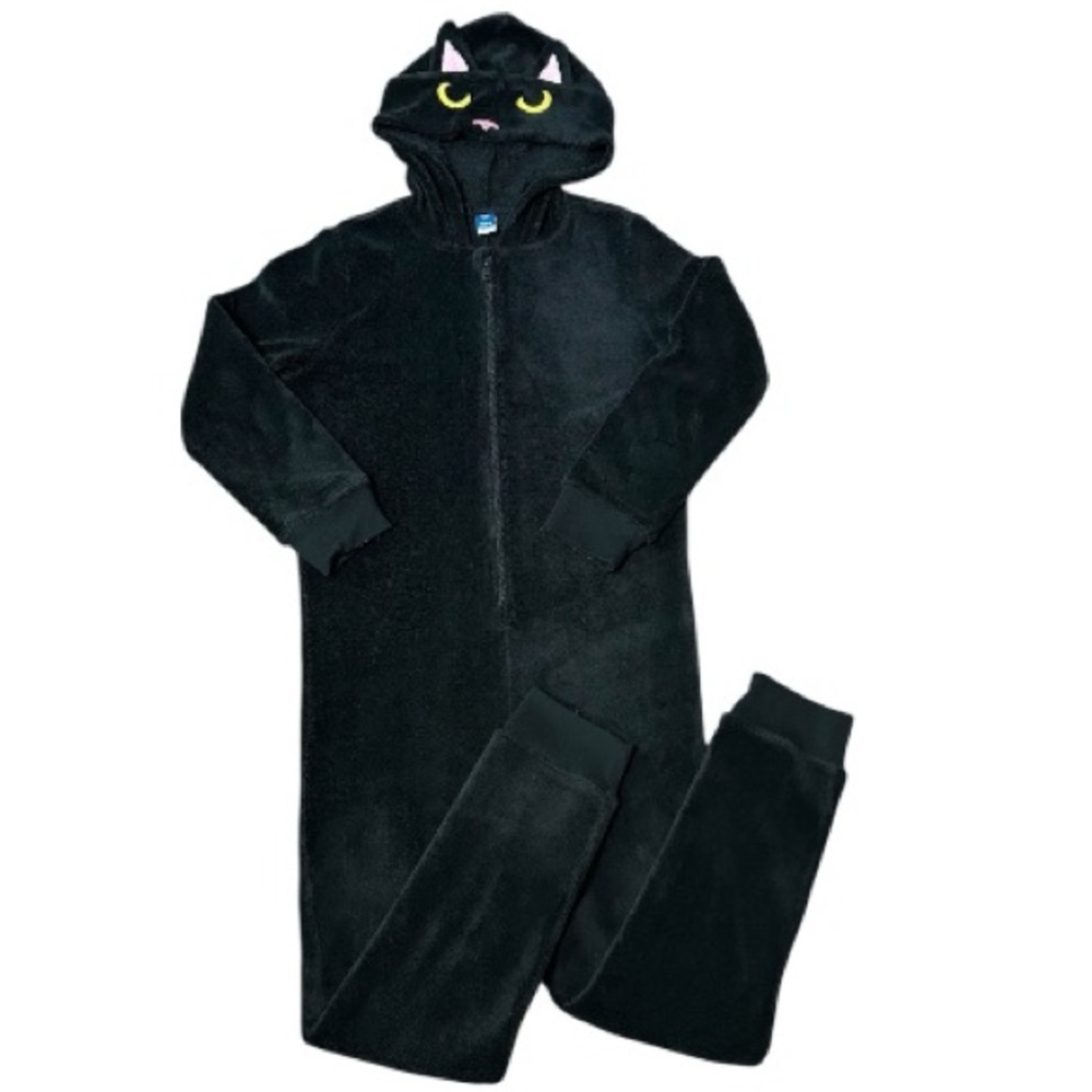 Kids Old Navy Black Cat Hooded Onesie Jumpsuit Size M 8 Black Girls Boys Pajamas